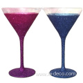 customized hand painted colored glitter cocktail glass